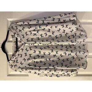 Long Sleeve Blouse with Button Front | Bow Print | Size 2X